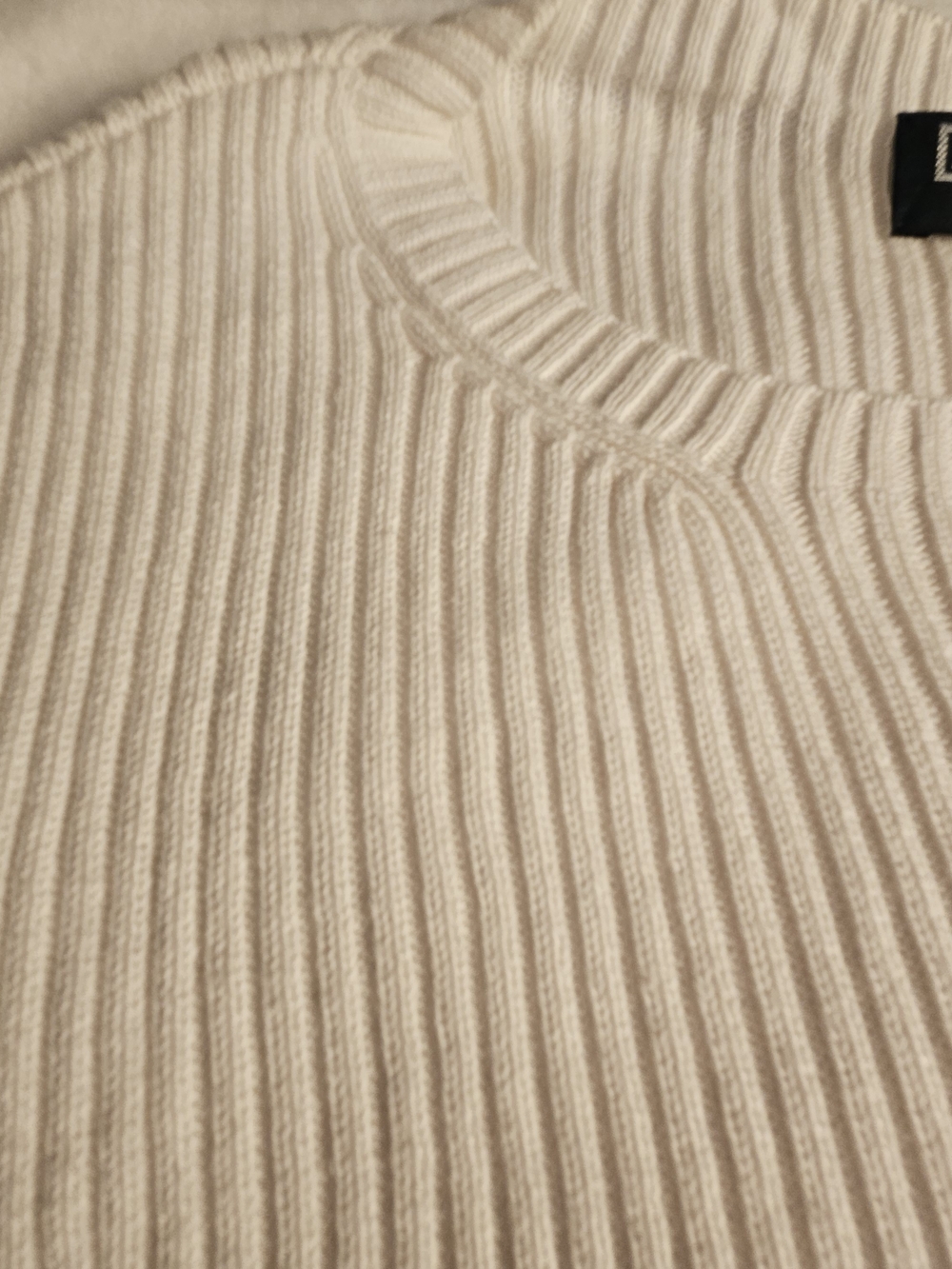 Vintage Polo Ralph Lauren XL Cotton Ribbed Sweater Bell Sleeves Cream Black Trim - Picture 4 of 9